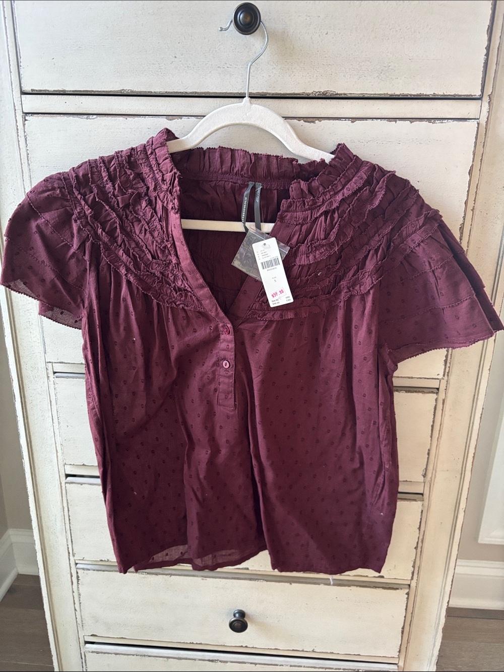 Anthropologie Plum Textured Blouse